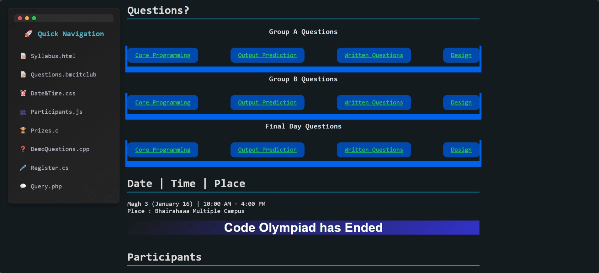 Code Olympiad preview 2